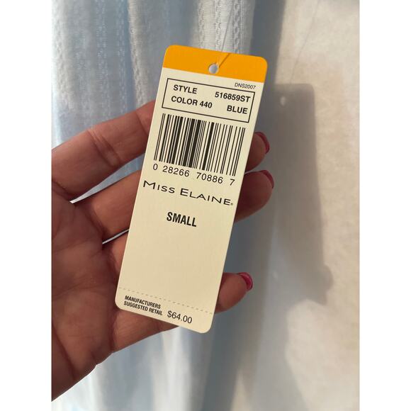 Miss Elaine NWT Cuddleknit Brushed Inside & Out Top Button Blue Gown Size Small - Picture 5 of 7